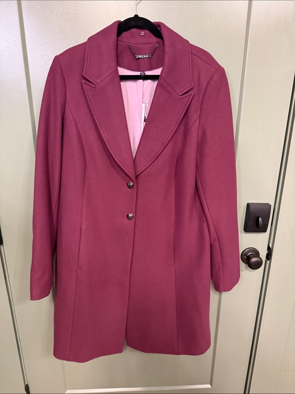 White House Black Market Raspberry Single-Breasted Wool Blend Coat